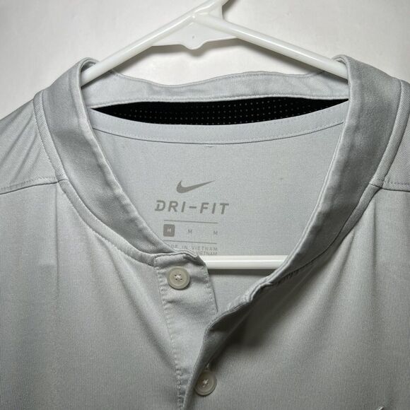 Nike Blade Collar Golf Polo Shirt Mens Size Medium Gray Short Sleeve Dri Fit - Picture 5 of 12
